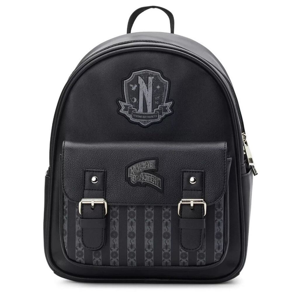 WEDNESDAY Addams Women's Mini Backpack Black 118976 Nevermore Academy NWT - Picture 2 of 4